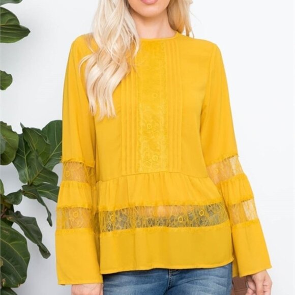 YELLOW Lace detailed Blouse - Picture 6 of 9